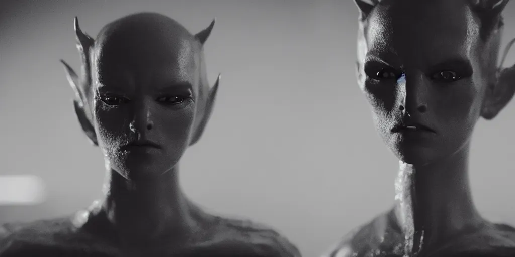 Image similar to cinematic film still of a punk alien starring in a dave meyers directed music video, cgi, vfx, ( ( ( ( chiaroscuro ) ) ) ) lighting, shallow depth of field, 8 0 mm, f 1. 8