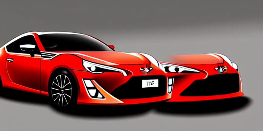 Prompt: hybrid design of Toyota gt86 2015 and Aston Martin 2022. No background, concept art style.