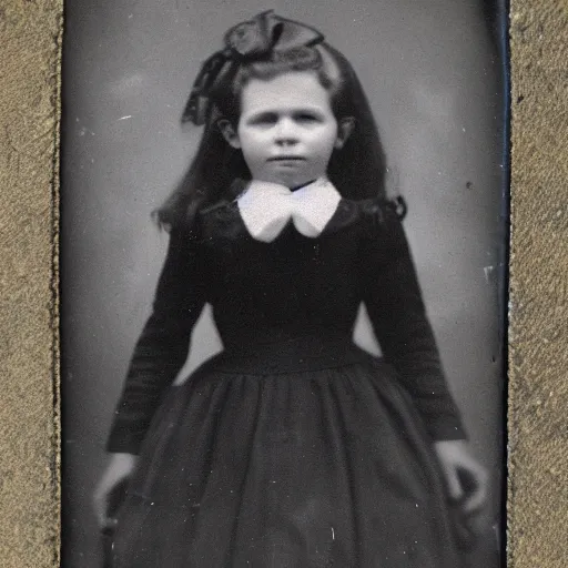 Image similar to tintype photo, girl with three legs