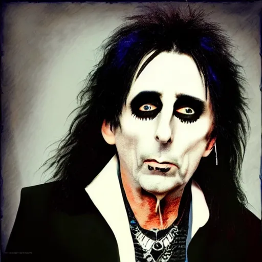 Prompt: Alice cooper in the style of terry gillam