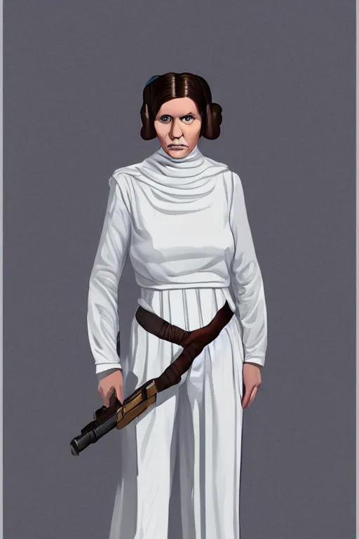 Image similar to digital full body portrait of young princess leia, a new hope, elegant