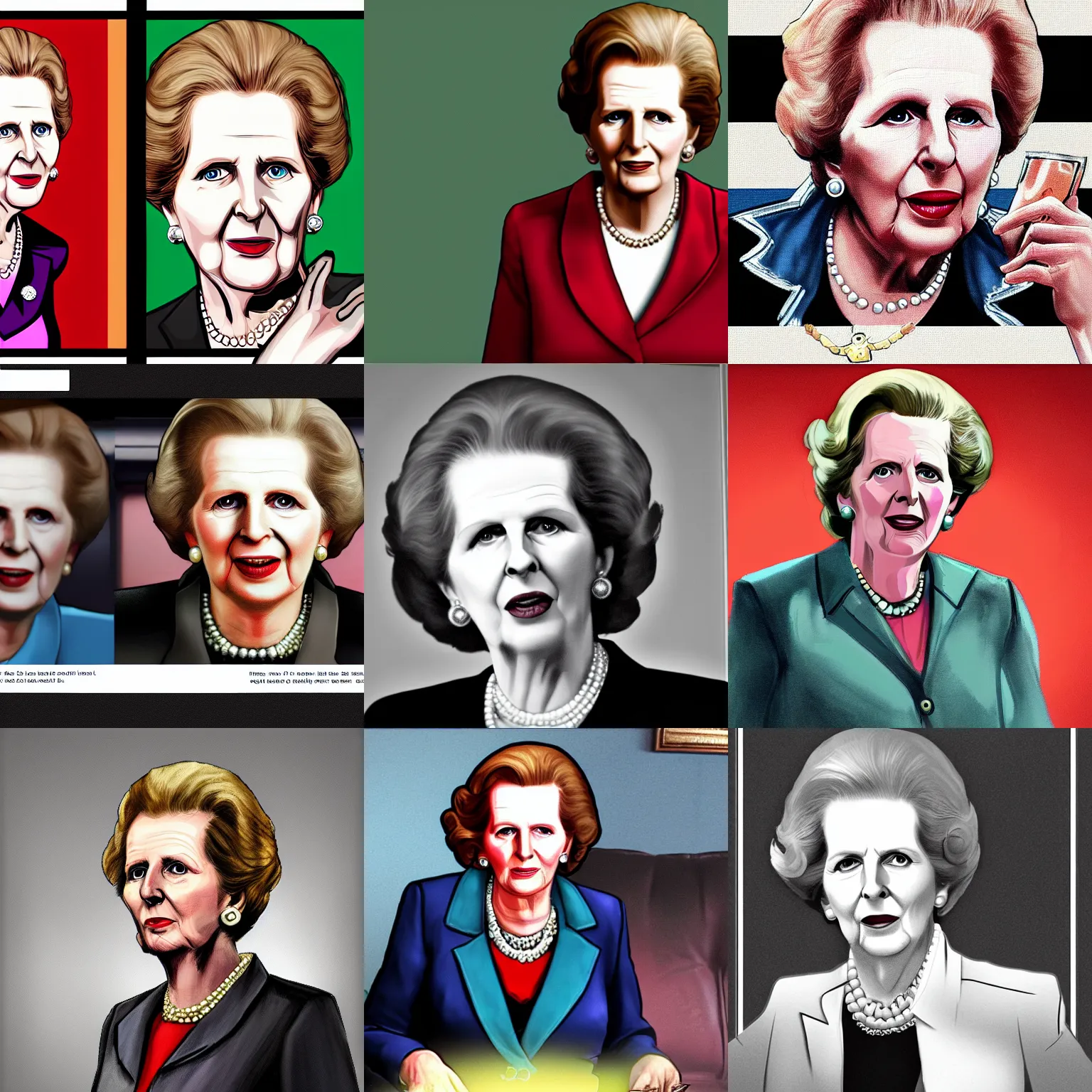 Prompt: margaret thatcher gta v loading screen art,