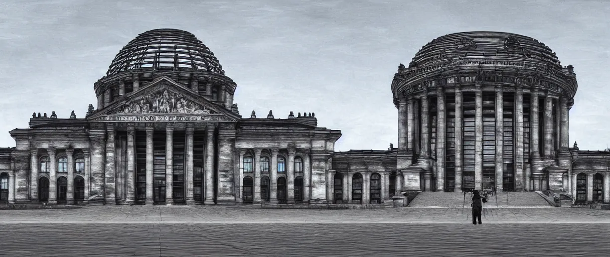 Image similar to dystopian reichstag Germany, futuristic digital painting