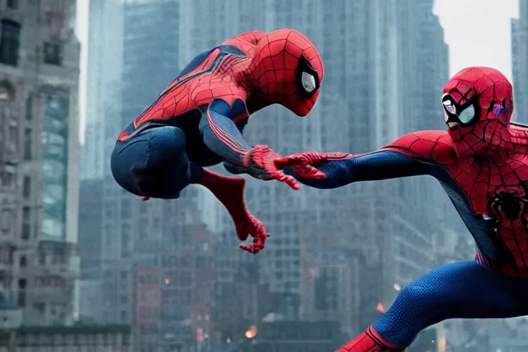 Image similar to Spider-Man vs venom live action fight scene by Emmanuel Lubezki