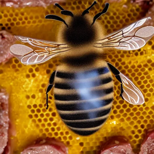 Image similar to bee made of meat 4 k