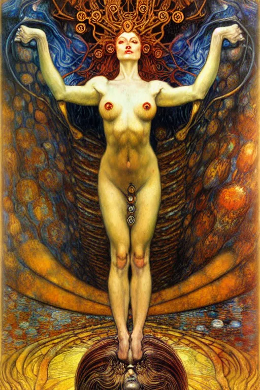 Image similar to Divine Chaos Engine by Karol Bak, Jean Delville, William Blake, Gustav Klimt, and Vincent Van Gogh, symbolist, visionary