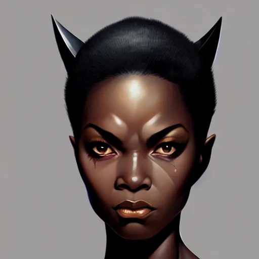 Image similar to portrait of woman black panther character, confident pose, sharp focus, illustration, highly detailed, concept art, matte, trending on artstation, anime, comics, marvel, art by wlop and artgerm and greg rutkowski, h 6 4 0