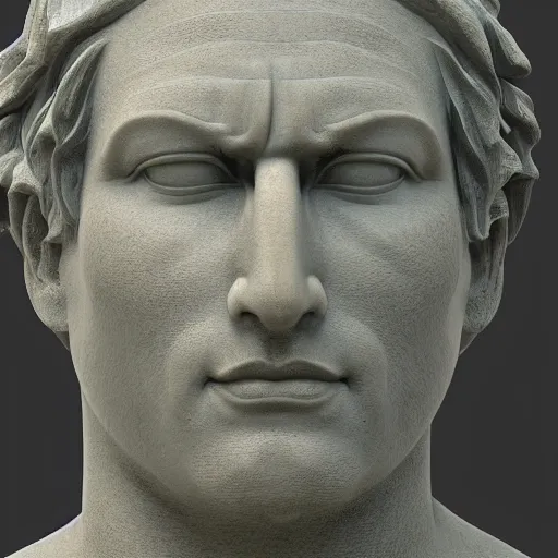 Image similar to a 3 d render of the head of david marble statue, in the style of michelangelo