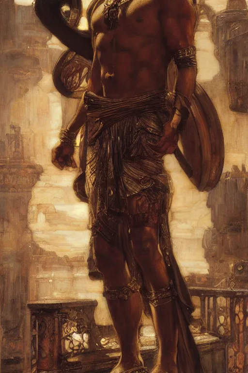 Image similar to hercules, cyberpunk, orientalist intricate portrait by john william waterhouse and edwin longsden long and theodore ralli and nasreddine dinet, hyper realism, dramatic lighting