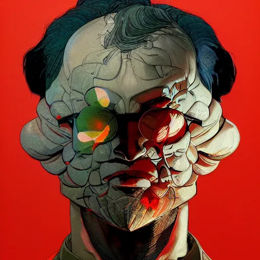 Image similar to prompt : soviet doomer portrait soft light painted by james jean and katsuhiro otomo and erik jones, inspired by akira anime, smooth face feature, intricate oil painting, high detail illustration, sharp high detail, manga and anime 1 9 9 9