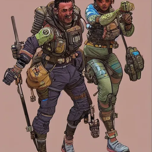 Image similar to apex legends armbar. concept art by james gurney and mœbius.