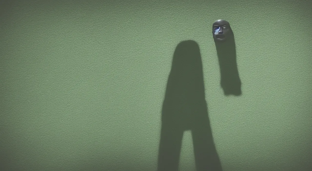 Image similar to dark shadowy green faint shadow humanoid trollface anonymous shadow on the wall 5 5 mm photography