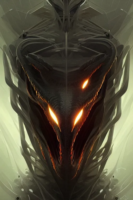 Prompt: professional concept art semi - symmetric portrait of a terrifying! mechanical predatory! fractal! species in a dark room by artgerm and greg rutkowski. an intricate, elegant, highly detailed digital painting, concept art, smooth, sharp focus, illustration, in the style of cam sykes.