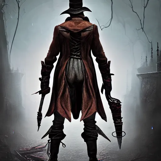 Prompt: an ultra detailed 3 d illustration of the hunter from bloodborne dressed as darkwing duck, let's get dangerous, in the style animation of darkwing duck, digital art, dark fantasy, concept art, soulslike, by alphonse mucha, blood moon eclipse, ominous night mist, unreal engine, octane render, artstation, 8 k