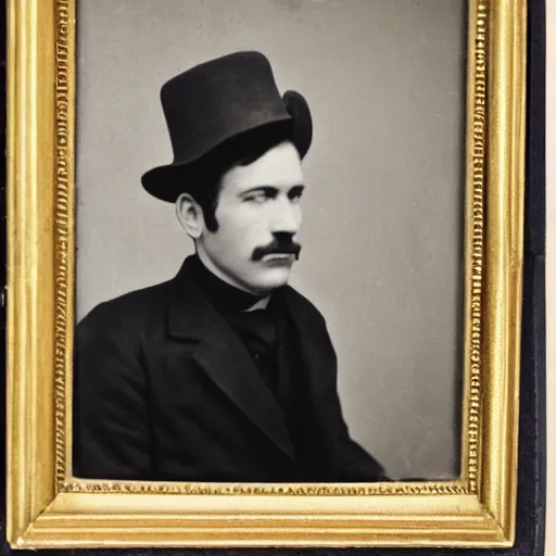 Image similar to close up photo portrait of a 19th male detective by Diane Arbus and Louis Daguerre