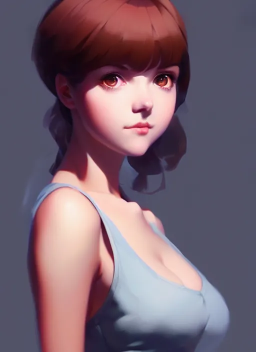 Image similar to a ultradetailed beautiful panting of a cute european young female, by ilya kuvshinov, greg rutkowski and makoto shinkai, trending on artstation