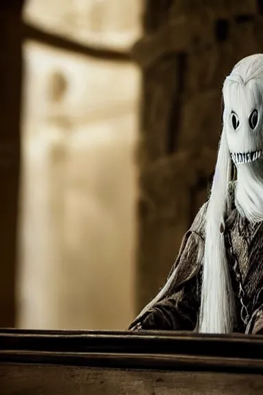 Prompt: very very intricate photorealistic photo of king boo ghost in an episode of game of thrones, photo is in focus with detailed atmospheric lighting, award - winning details