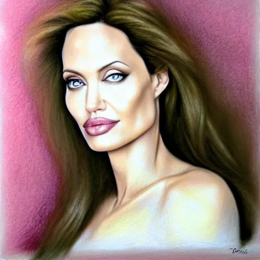 Image similar to pastel drawing of angelina jolie, portrait