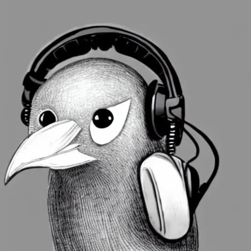 Image similar to a bird wearing headphones