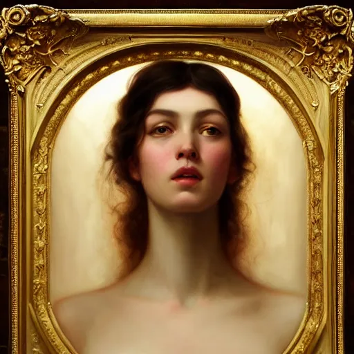 Image similar to highly detailed oil painting | very intricate | cinematic lighting | award - winning | portrait of saturnusdaughter dressed in high fashion | by roberto ferri, by tom bagshaw, by j. c. leyendecker and klimt, american romanticism, by austin osman spare, artstation, cgsociety, official art, octane