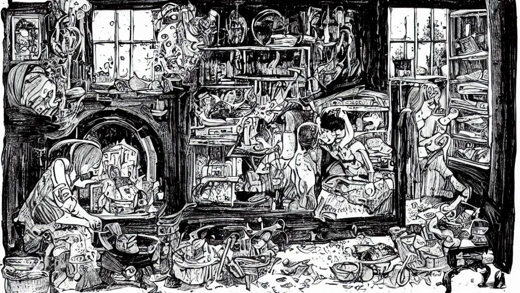 Image similar to storybook illustration extreme inky hygienic