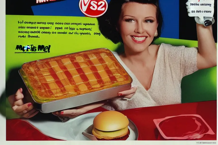 Image similar to mcdonald's mc - aspic aspic meal, in 1 9 9 5, y 2 k cybercore, advertisement photo