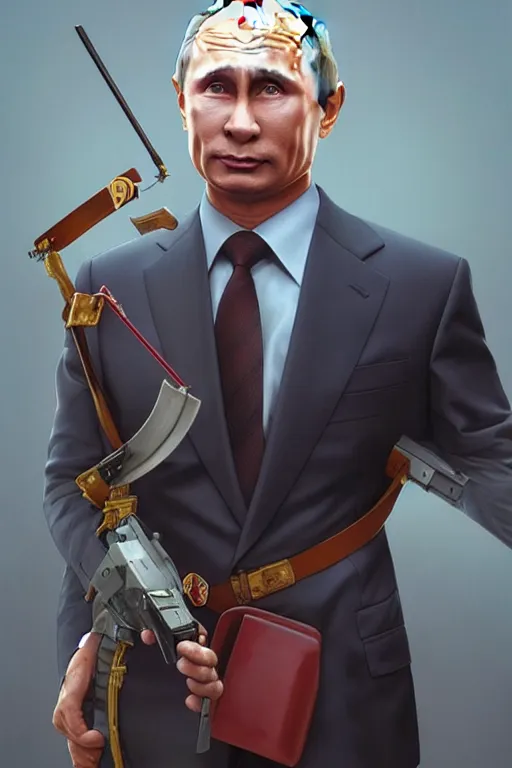 Image similar to vladimir putin as a character from the simpsons cartoon, realistic portrait, symmetrical, highly detailed, digital painting, artstation, concept art, smooth, sharp focus, illustration, cinematic lighting, art by artgerm and greg rutkowski and alphonse mucha