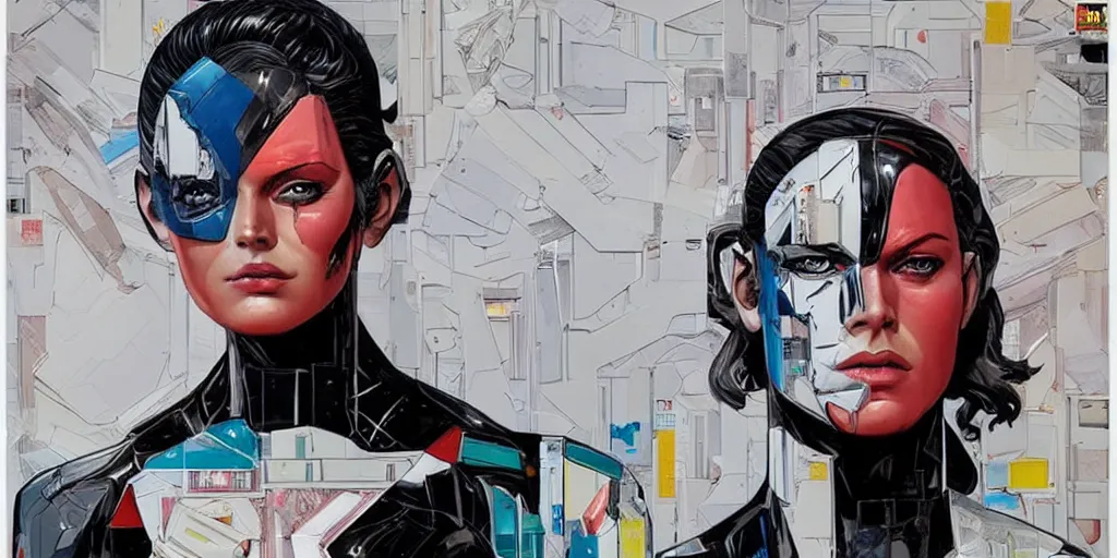 Prompt: a sculpture of a single female android, by MARVEL comics and Sandra Chevrier