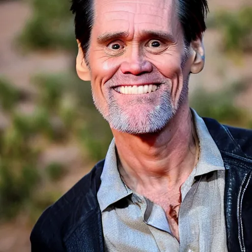 Prompt: photo of jim carrey stuffed inside of a burrito