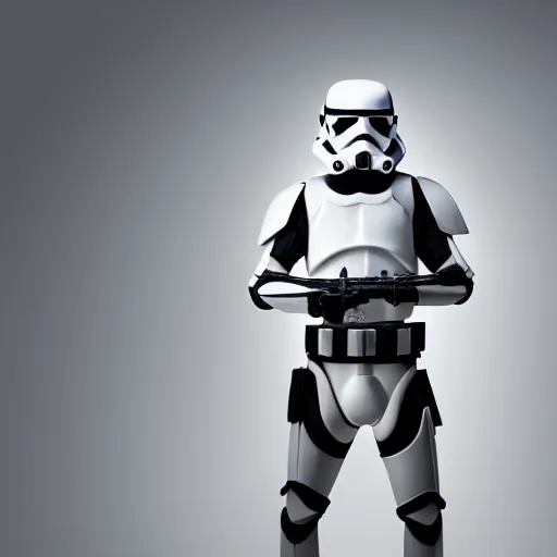 Image similar to a realistic photography of a samurai storm trooper, studio lighting