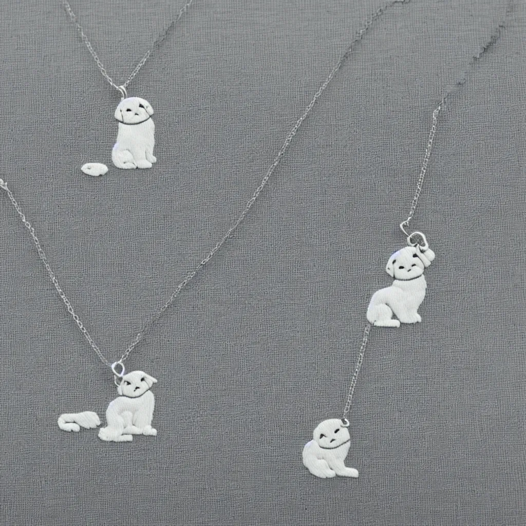 Image similar to Scottish fold patterned silver embroidered necklace