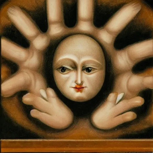 Image similar to All Seeing Hand in the style of Mary DeLave