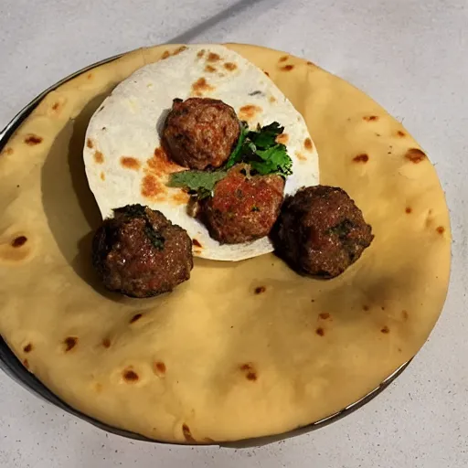 Image similar to tortilla with meatballs in a secret society