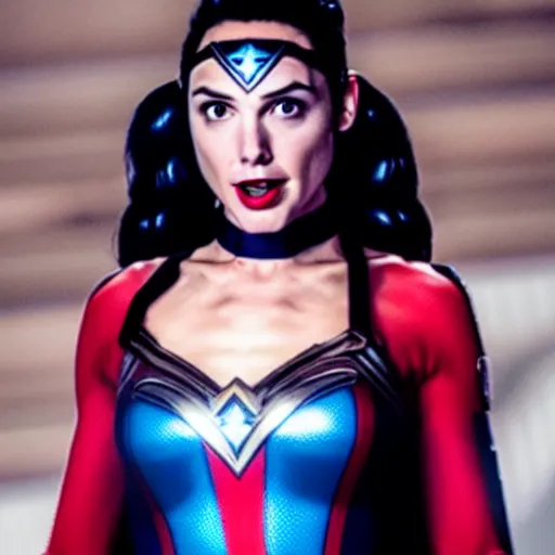 Image similar to A still of Gal Gadot as Harley Quinn