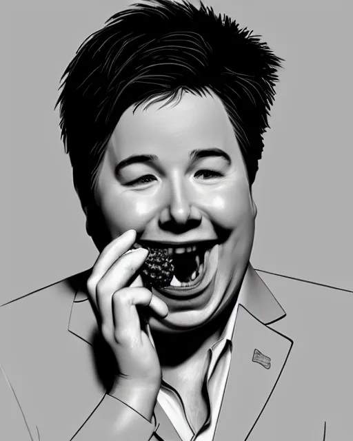 Image similar to Portrait of a drunk Michael Mcintyre eating a pineapple in a nightclub in Porto,real life skin, intricate, elegant, highly detailed, artstation, concept art, smooth, sharp focus, photo