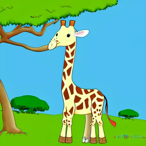 Image similar to cute cartoon giraffe anteater in the African savanna, Ghibli, clipart