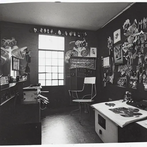 Image similar to “ interior of tattoo studio in 1 9 6 0 ”