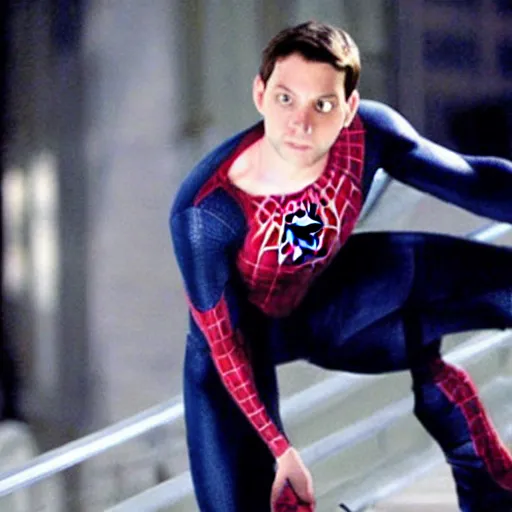 Image similar to tobey maguire as spiderman, movie still from spiderman 3