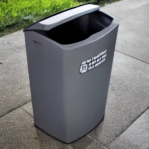 Image similar to a garbage can with human features,