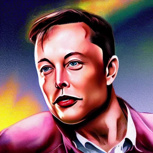 Image similar to concept art of elon musk, vintage and retro