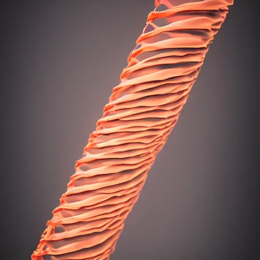 Prompt: dna unwraveling, mysterious, chromosome, carbon, intricate, hyper real, redshift, SEM, microscopic, volumetric, peach color, kodak, fuji film