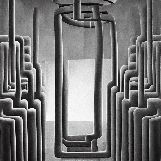 Image similar to surreal concrete maze by pj crook