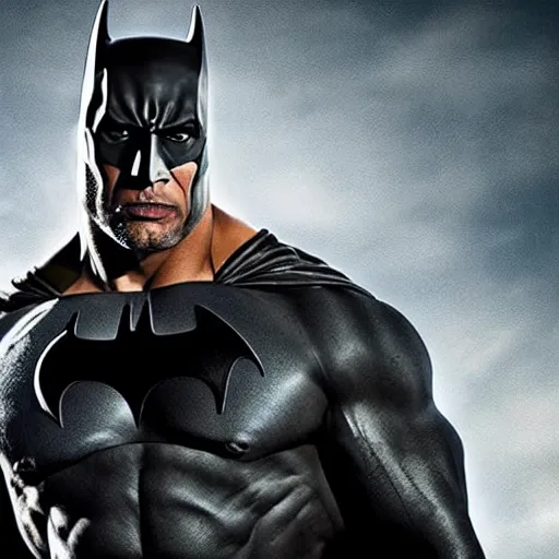 Prompt: portrait of Dwayne Johnson as Batman