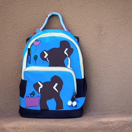 Prompt: backpack, a child's backpack designed after an elephant