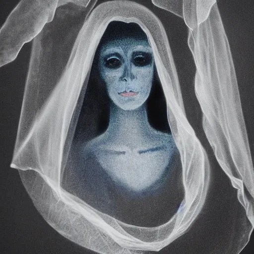 Image similar to portrait of a beautiful veiled widow girl ghost