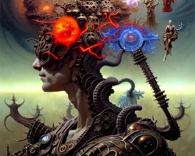 Image similar to the armies of heaven and hell, fantasy character portrait made of fractals facing each other, ultra realistic, wide angle, intricate details, the fifth element artifacts, highly detailed by peter mohrbacher, hajime sorayama, wayne barlowe, boris vallejo, aaron horkey, gaston bussiere, craig mullins
