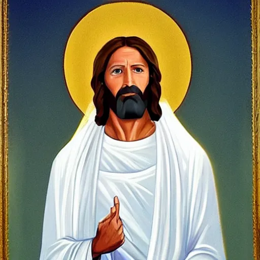 Prompt: joe biden as jesus in a holy painting.