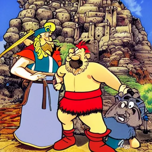 Image similar to Asterix and obelix, manga style