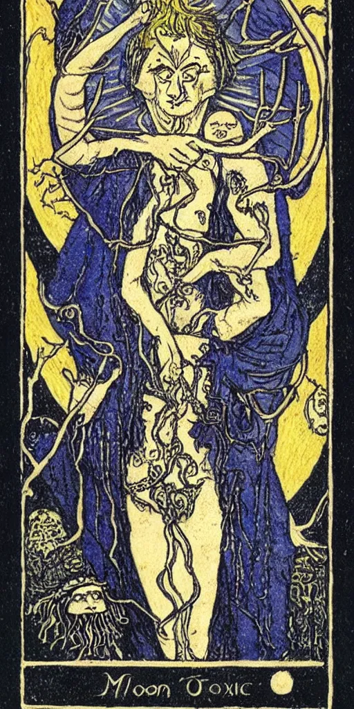 Prompt: the moon tarot card by austin osman spare