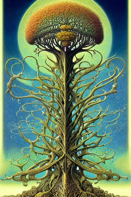 Image similar to tree of life by roger dean and andrew ferez, art forms of nature by ernst haeckel, divine chaos engine, symbolist, visionary, art nouveau, botanical fractal structures, organic, detailed, realistic, surreality